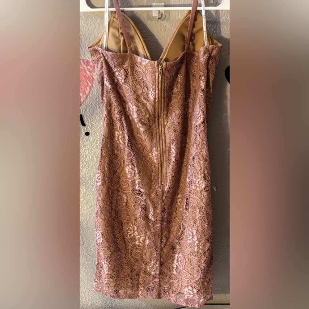 New GbyGUESS Fifer Lace Ruffle Dress - Mauve/Rose Color - Picture 4 of 11